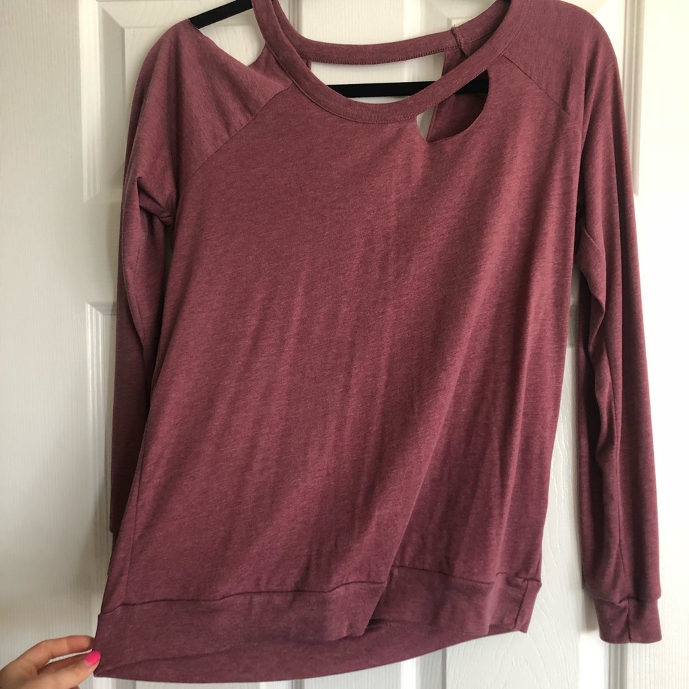 Distressed long sleeve top